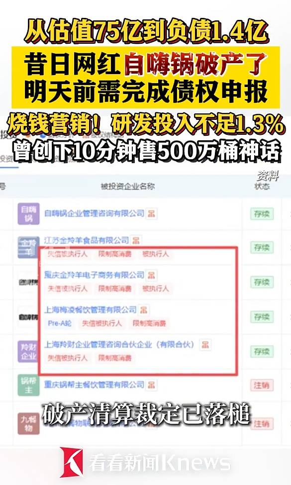 昔日网红自嗨锅已申请破产:曾10分钟售500万桶、从估值75亿到负债1.4亿…… (pic1) 昔日网红自嗨锅已申请破产:曾10分钟售500万桶、从估值75亿到负债1.4亿…… (pic1)